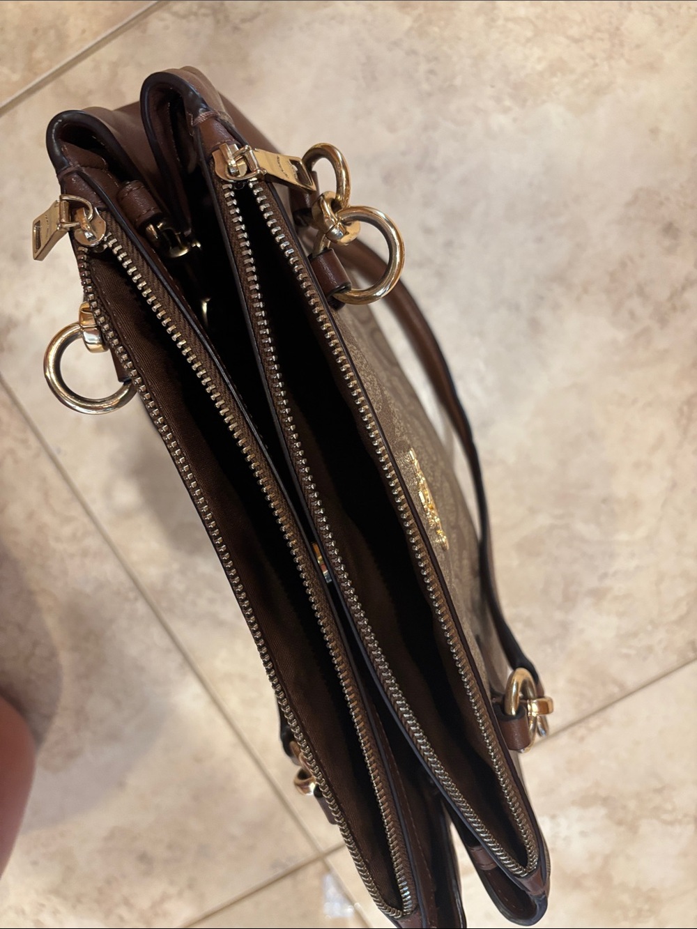 Coach Tan and Brown Signature Canvas Shoulder Bag with Matching Wallet - Picture 6 of 8